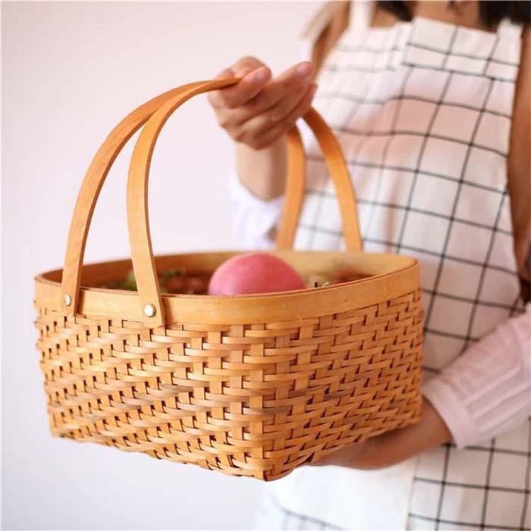 Wholesale Insulated Custom Other Gift Wood Crafts Lunch Rattan Bag Picnic With Lid Storage Baskets