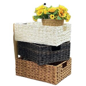 Handmade Water Hyacinth Seagrass Other Plastic Woven Rattan Wicker Picnic Storage Laundry Baskets for Kitchen Containers