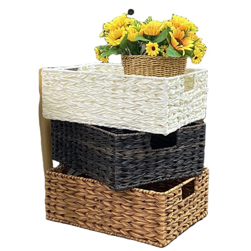 Handmade Water Hyacinth Seagrass Other Plastic Woven Rattan Wicker Picnic Storage Laundry Baskets for Kitchen Containers