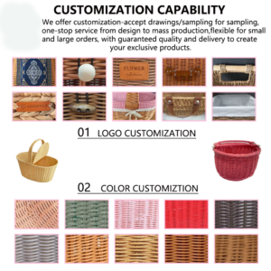 Handmade Natural Rattan Storage Basket Rustic Wicker Organizer Basket for Home Decor Living Room Bedroom Storage OEM